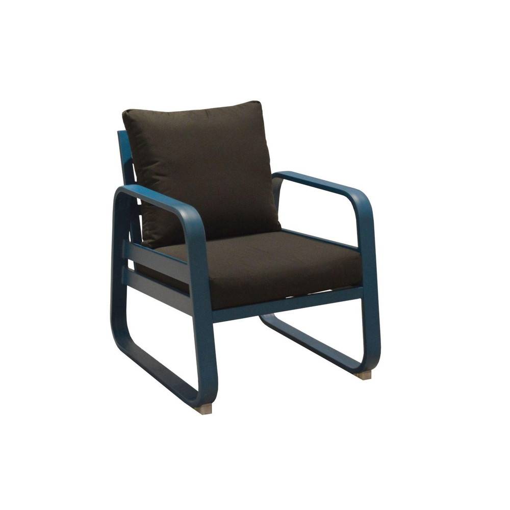 Proloisirs - Fauteuil détente de jardin Tonio bleu/gris - Aluminium - coussins déhoussables PROLOISIRS