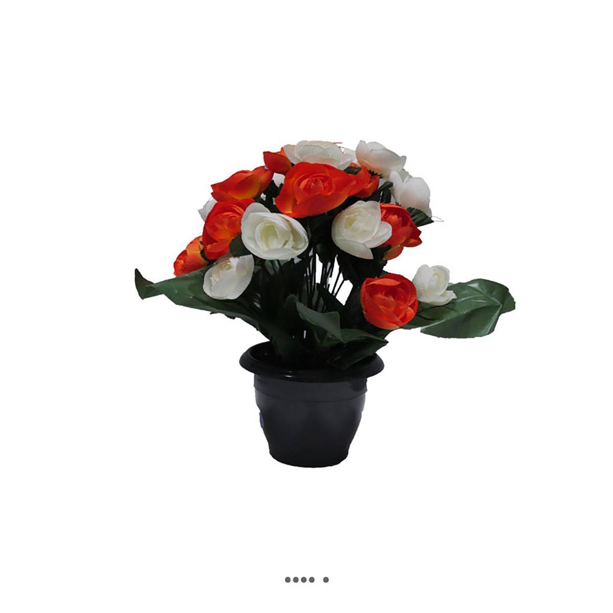 Artificielles - Fleurs artificielles cimetière pot de renoncules H 35 cm D 27 cm Orange - couleur: Orange - Imagen 1