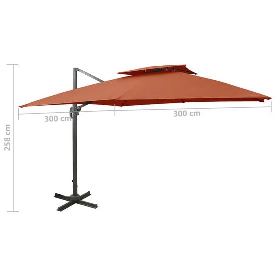 PANGIVO - Parasol déporté aluminium terre cuite 300 x 300 x 258 cm - PANGIVO - Image 9
