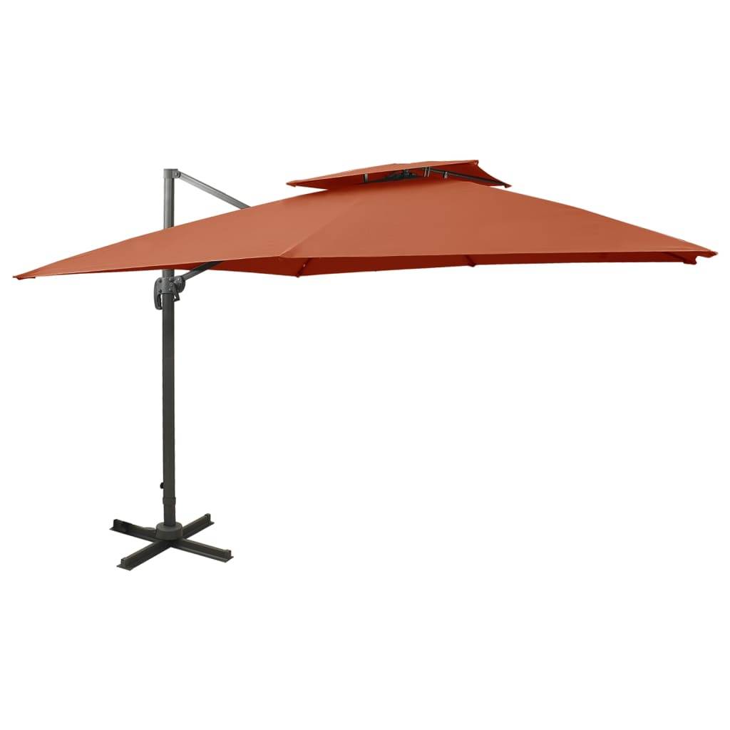 PANGIVO - Parasol déporté aluminium terre cuite 300 x 300 x 258 cm - PANGIVO - Image 1