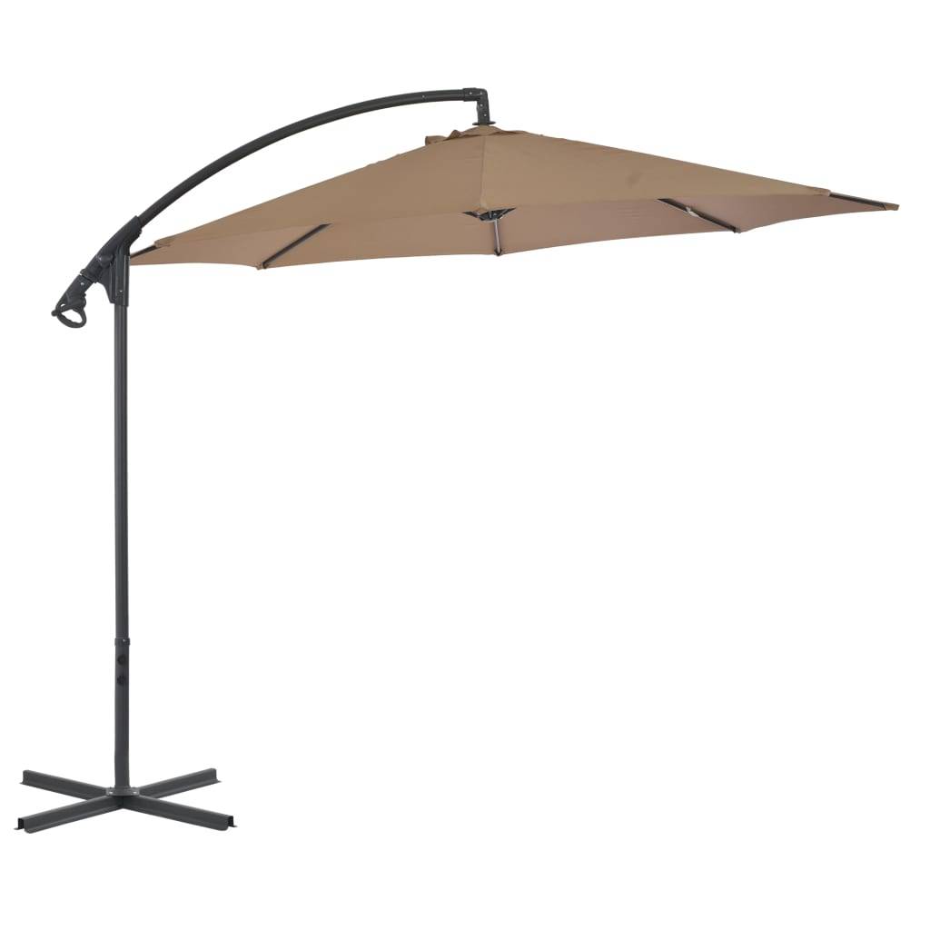 Helloshop26 - Parasol meuble de jardin en porte-à-faux avec poteau en acier 300 cm taupe - Imagen 1