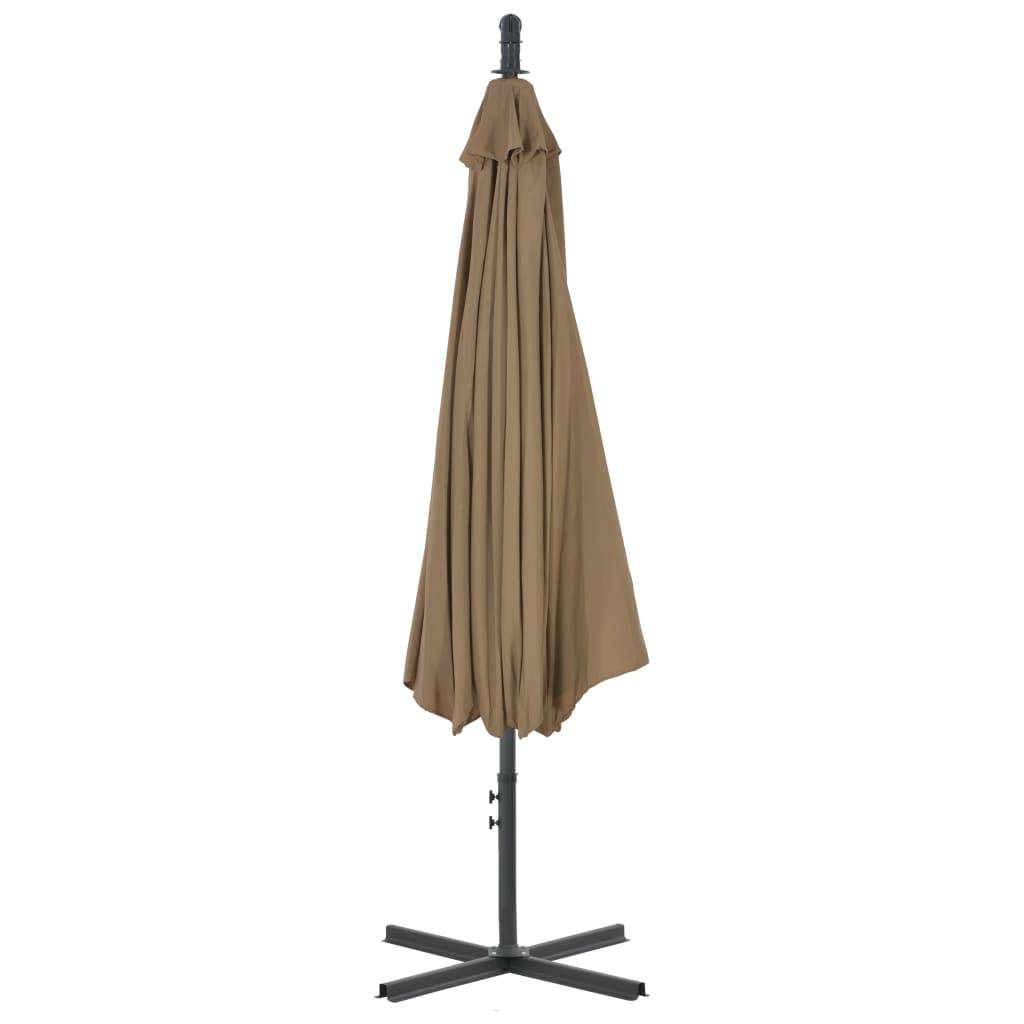 Helloshop26 - Parasol meuble de jardin en porte-à-faux avec poteau en acier 300 cm taupe - Imagen 4