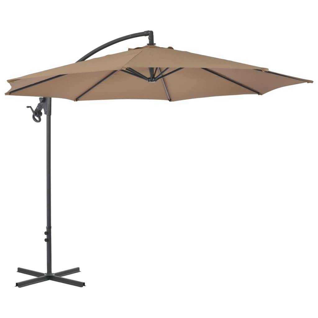 Helloshop26 - Parasol meuble de jardin en porte-à-faux avec poteau en acier 300 cm taupe - Imagen 2