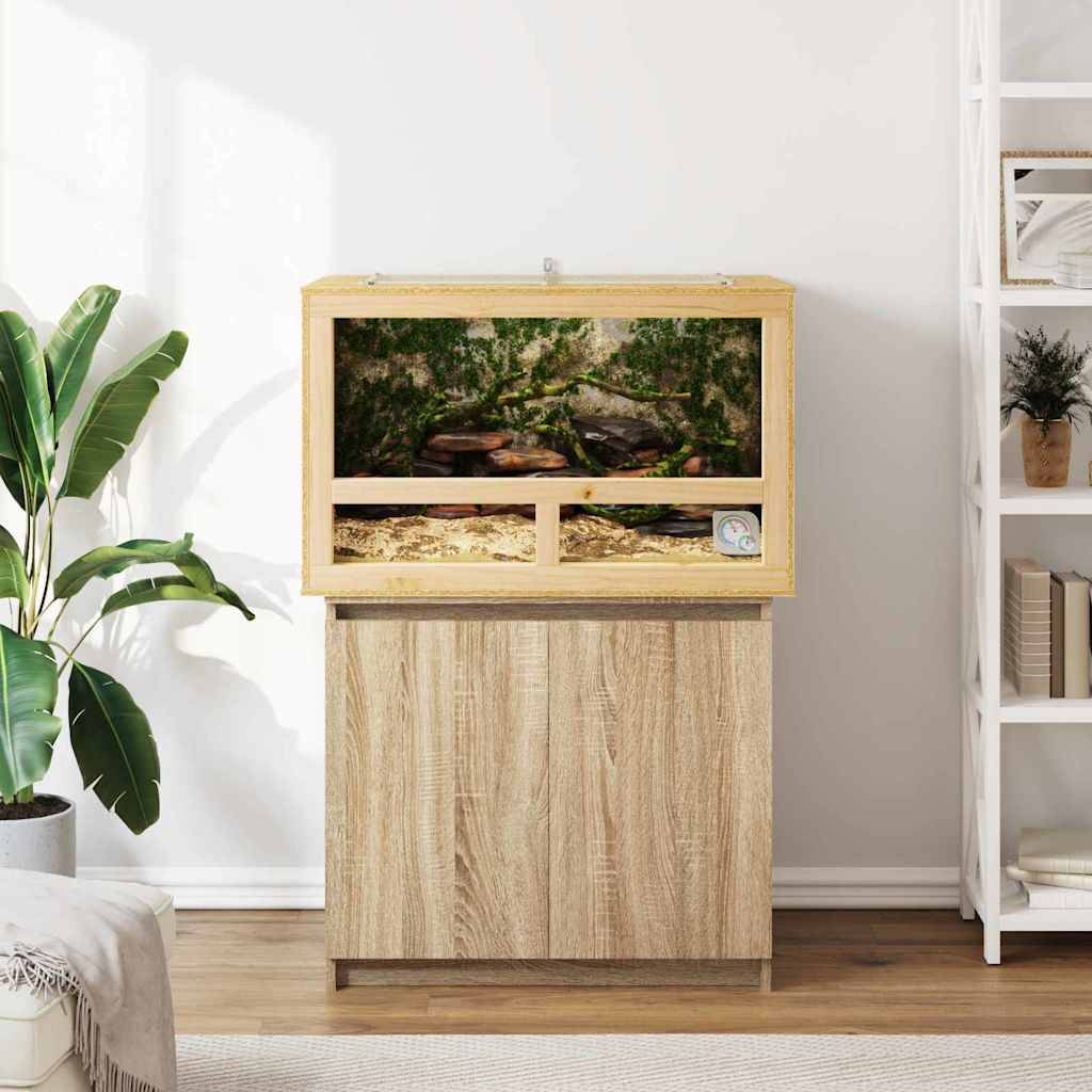 Terrarium Bois OSB pour Reptile Amphibien Habitat Rustique 80 x 50 x 50 cm Marron - ComfortXL Outdoor Living - Image 4