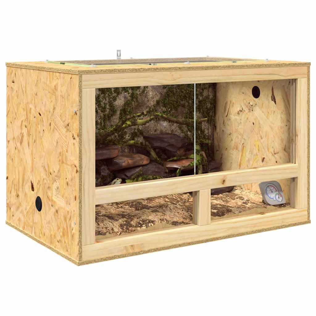 Terrarium Bois OSB pour Reptile Amphibien Habitat Rustique 80 x 50 x 50 cm Marron - ComfortXL Outdoor Living - Image 3