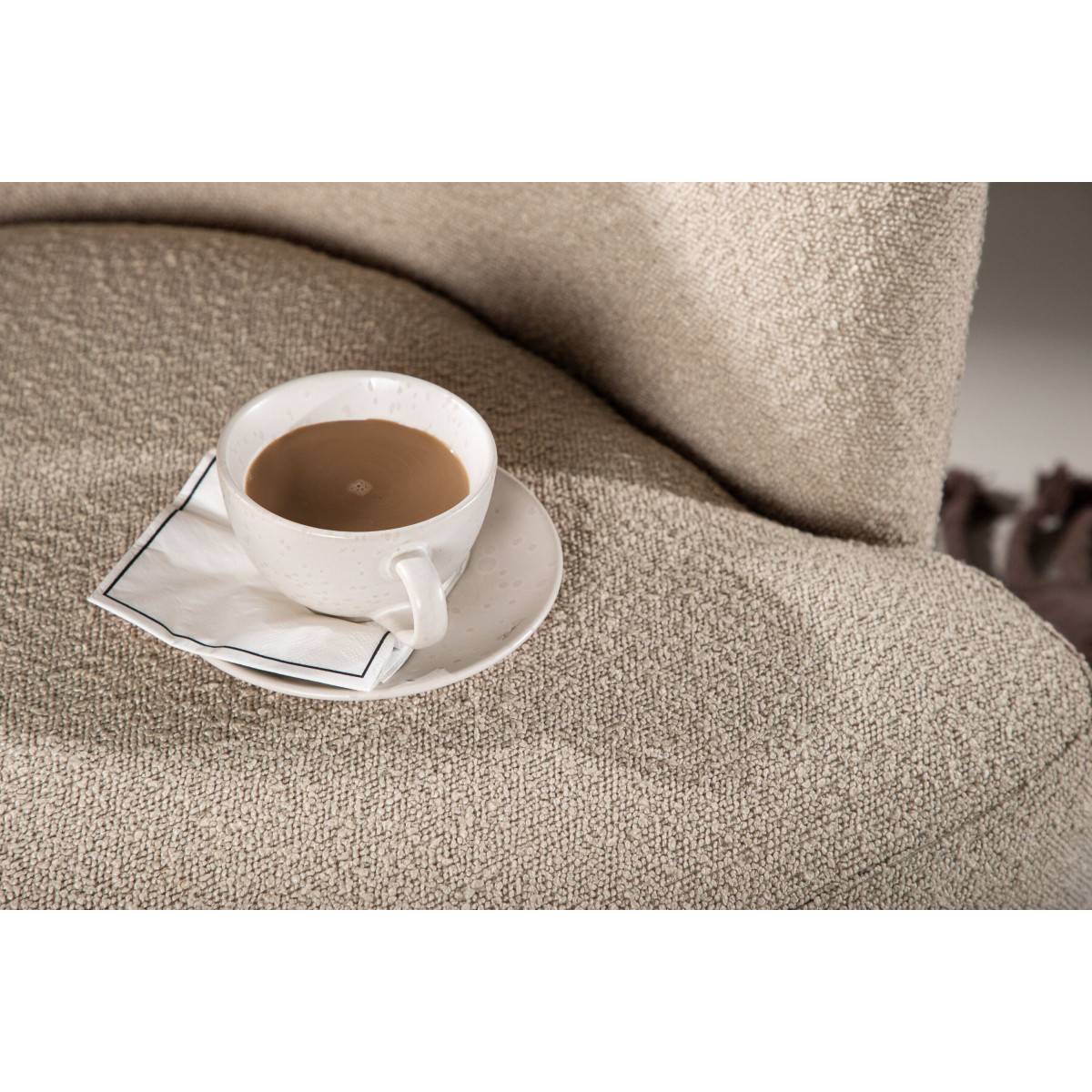 Paris Prix - Fauteuil Design Bouclette "Lincoln" 85cm Beige - Image 9