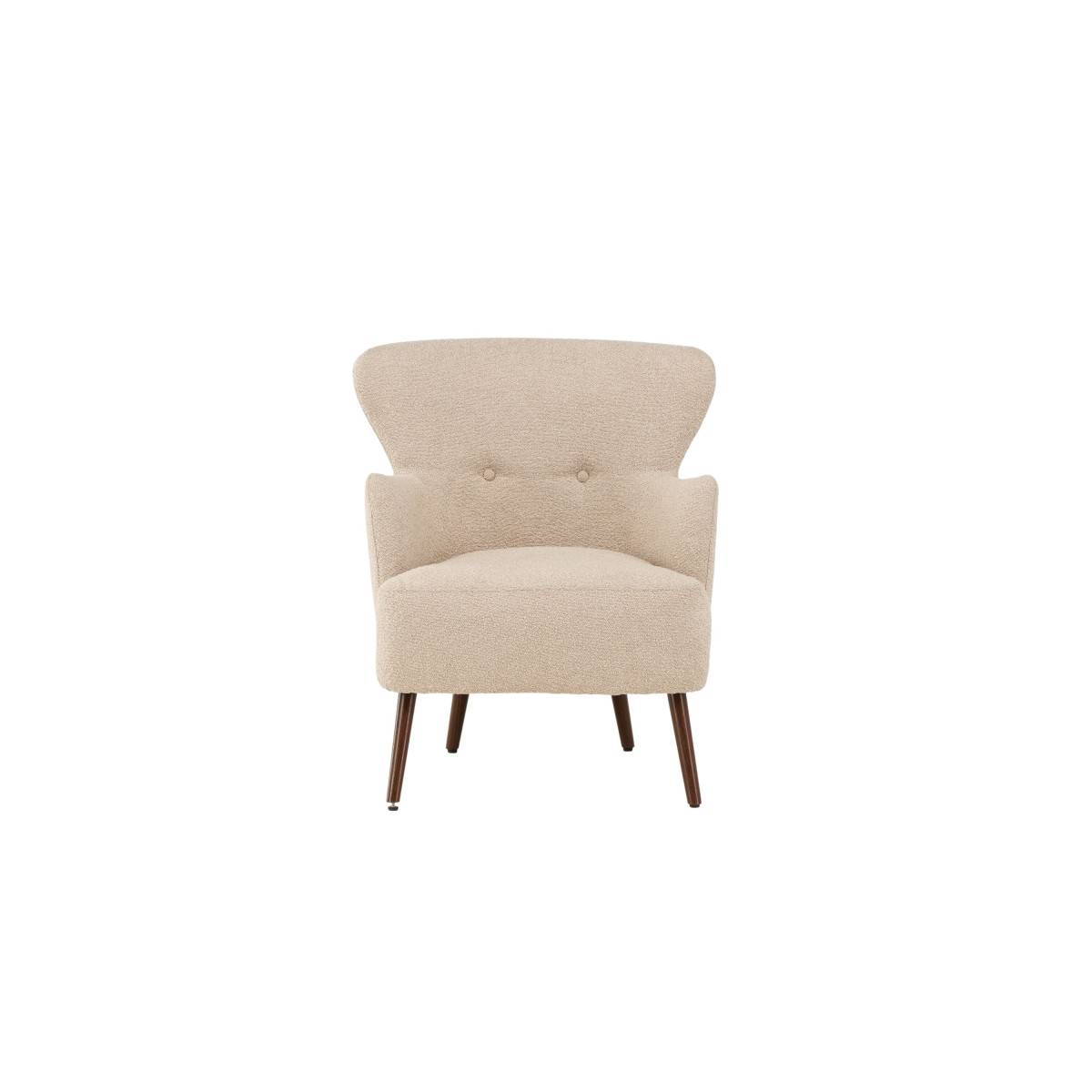 Paris Prix - Fauteuil Design Bouclette "Lincoln" 85cm Beige - Image 3