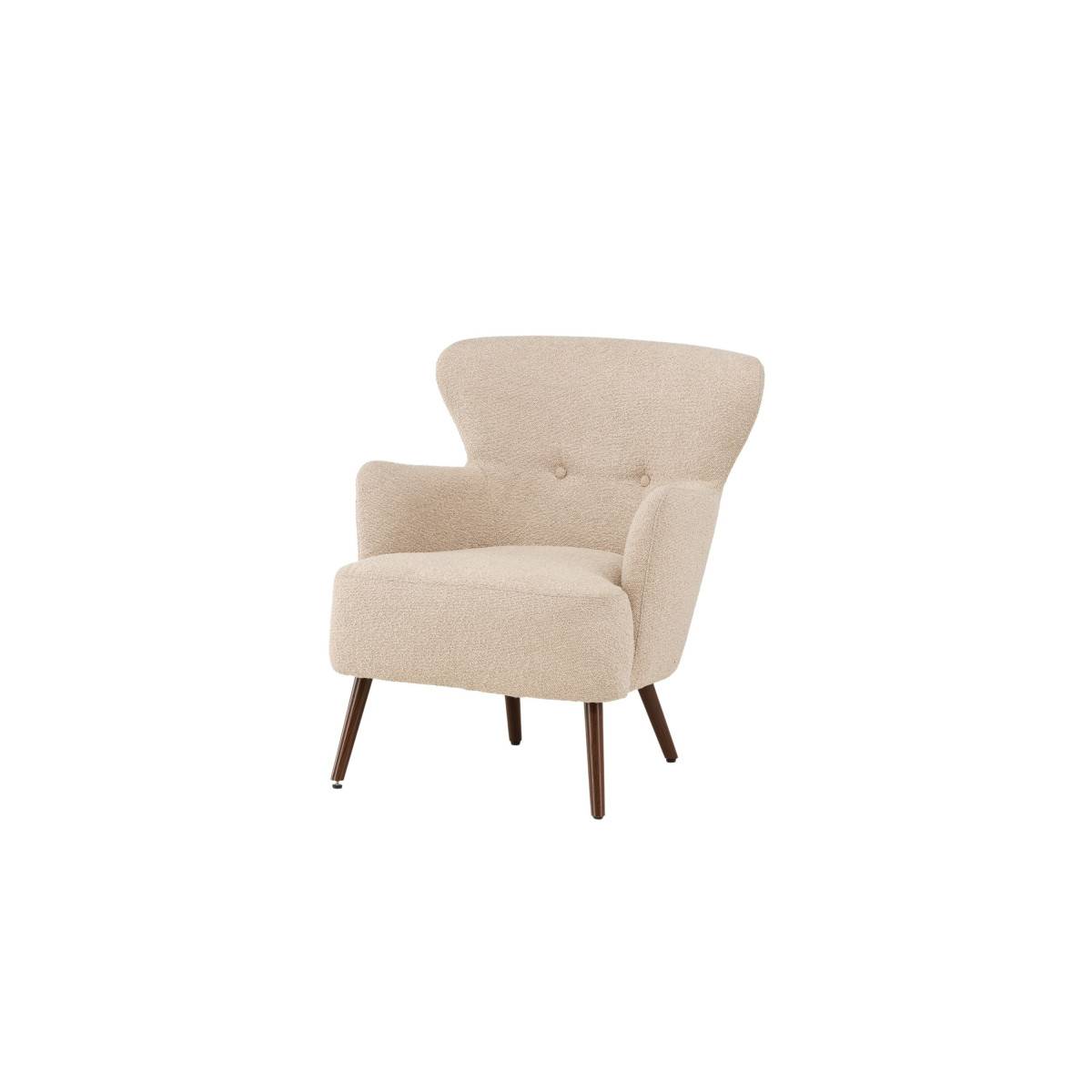 Paris Prix - Fauteuil Design Bouclette "Lincoln" 85cm Beige - Image 2