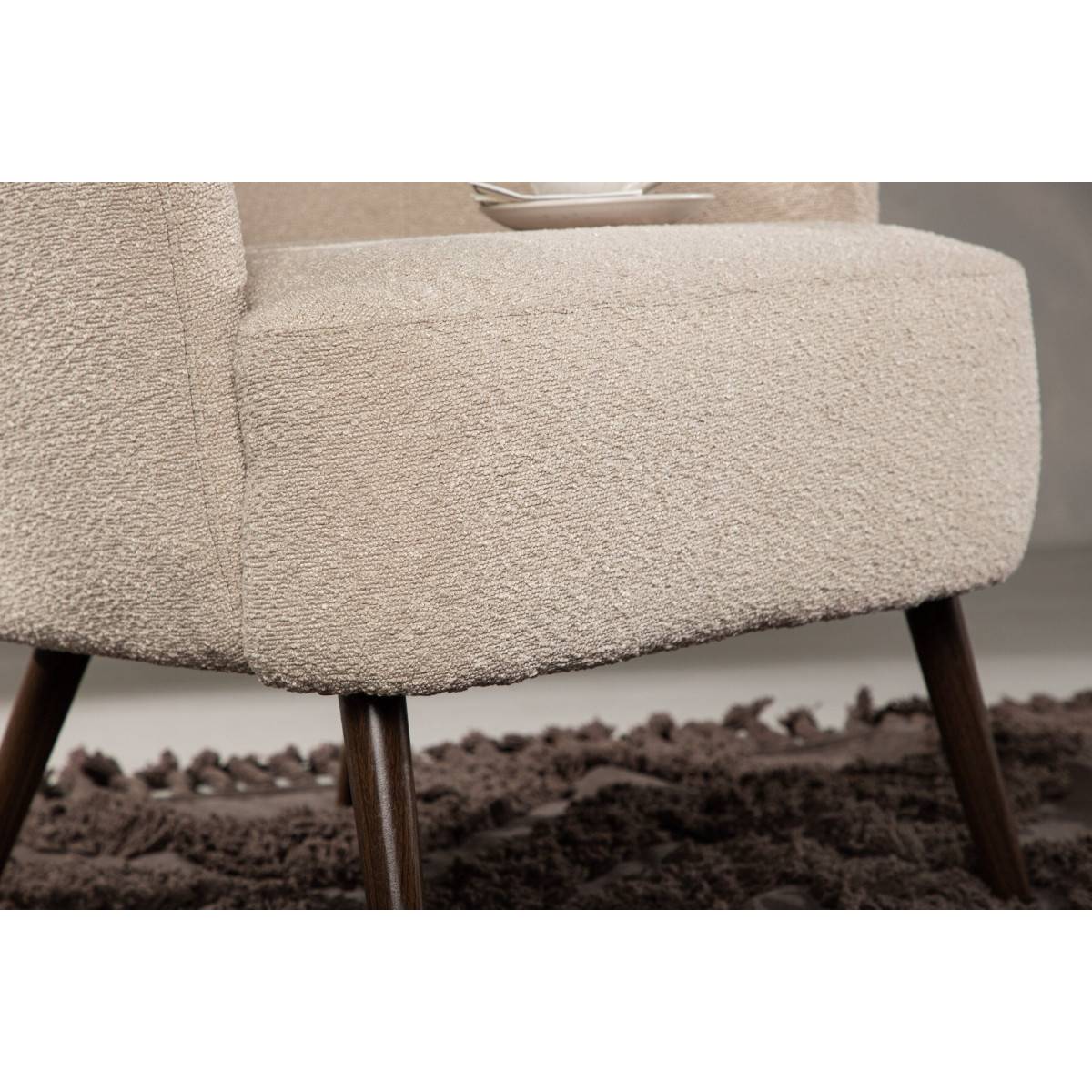 Paris Prix - Fauteuil Design Bouclette "Lincoln" 85cm Beige - Image 8