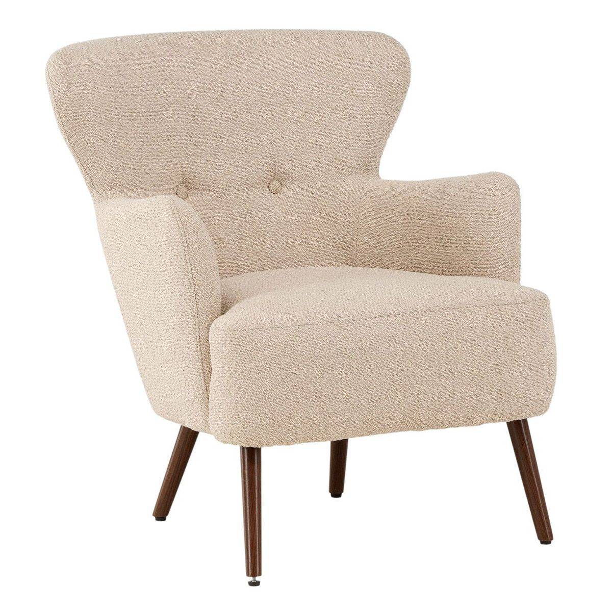 Paris Prix - Fauteuil Design Bouclette "Lincoln" 85cm Beige - Image 1