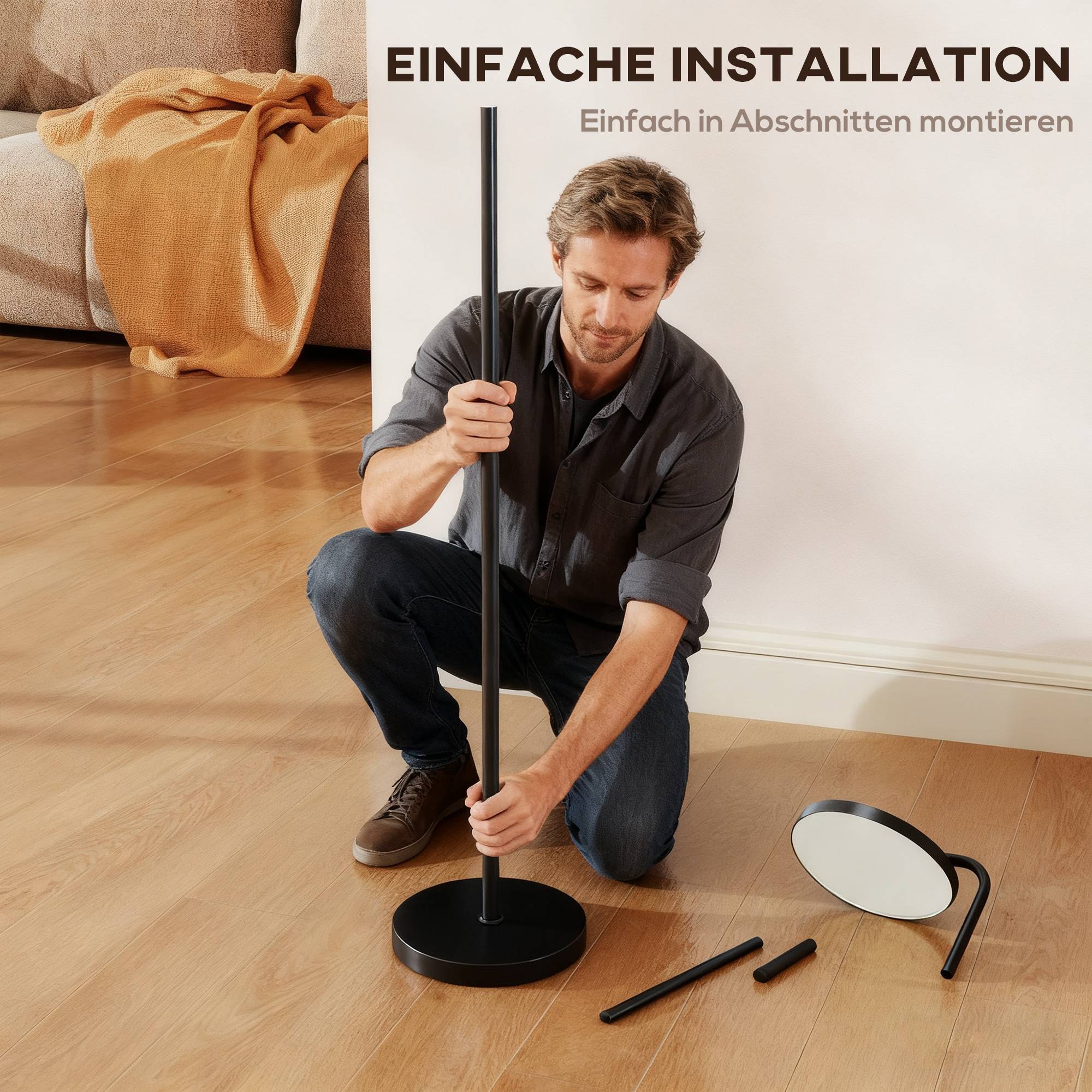 Lampadaire LED avec télécommande magnétique, orientable et flexible, en métal noir. - Image 10