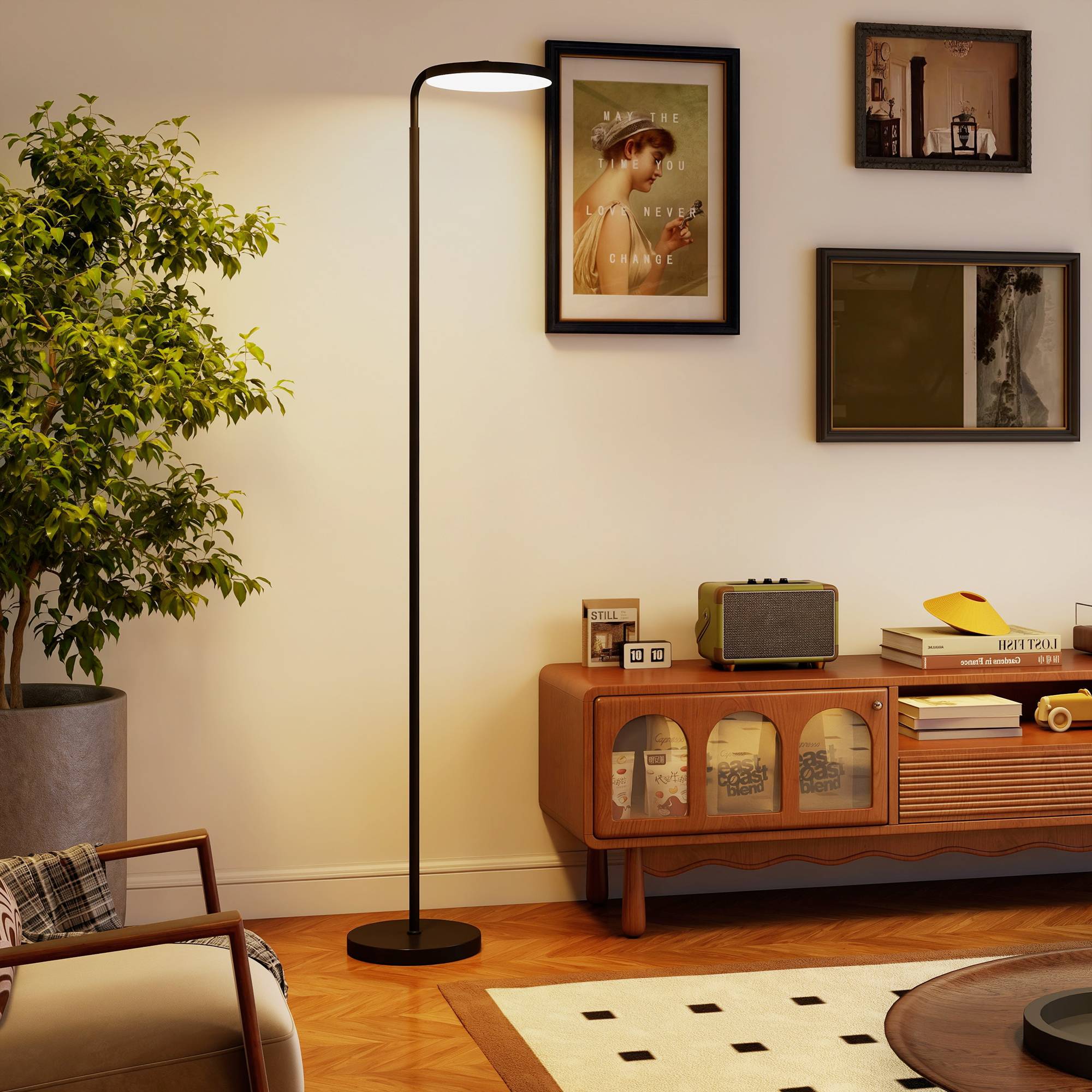 Lampadaire LED avec télécommande magnétique, orientable et flexible, en métal noir. - Image 3