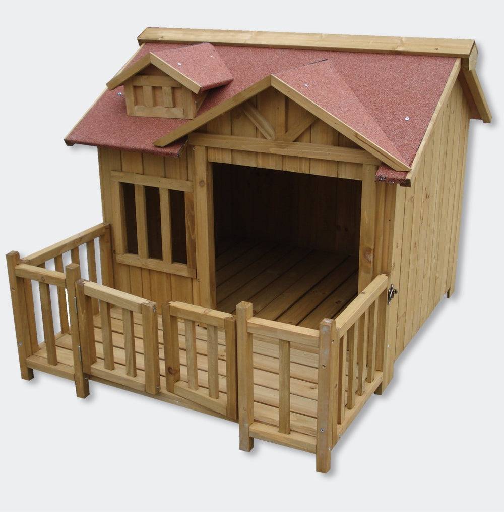 Niche à chien XL maison pour chien bois massif terrasse - Image 3