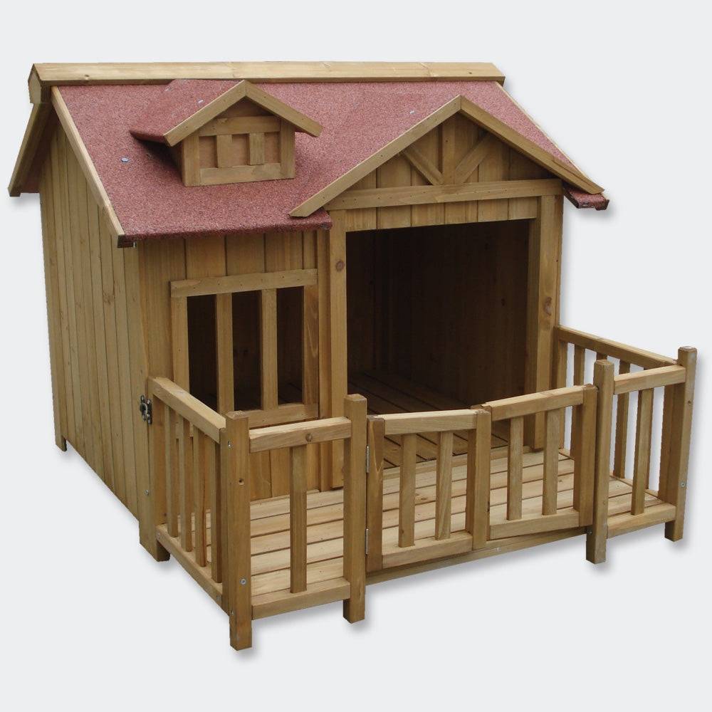 Niche à chien XL maison pour chien bois massif terrasse - Image 1