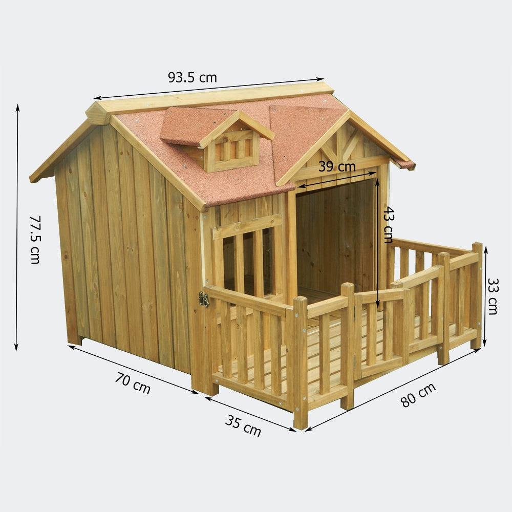 Niche à chien XL maison pour chien bois massif terrasse - Image 2
