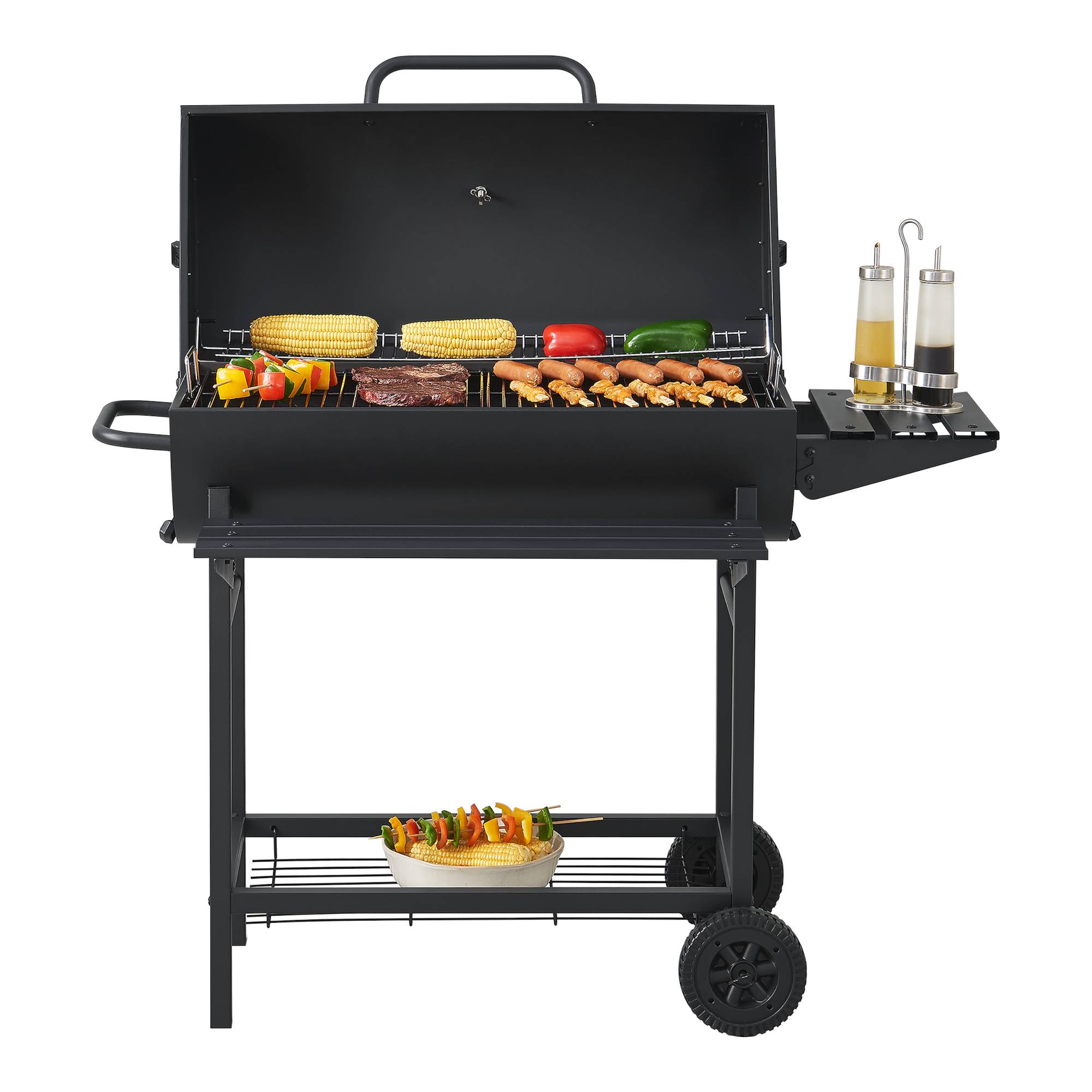Casa.Pro - Chariot de barbecue au charbon de bois Armento 95 x 108 x 61 cm noir casa.pro - Imagen 1