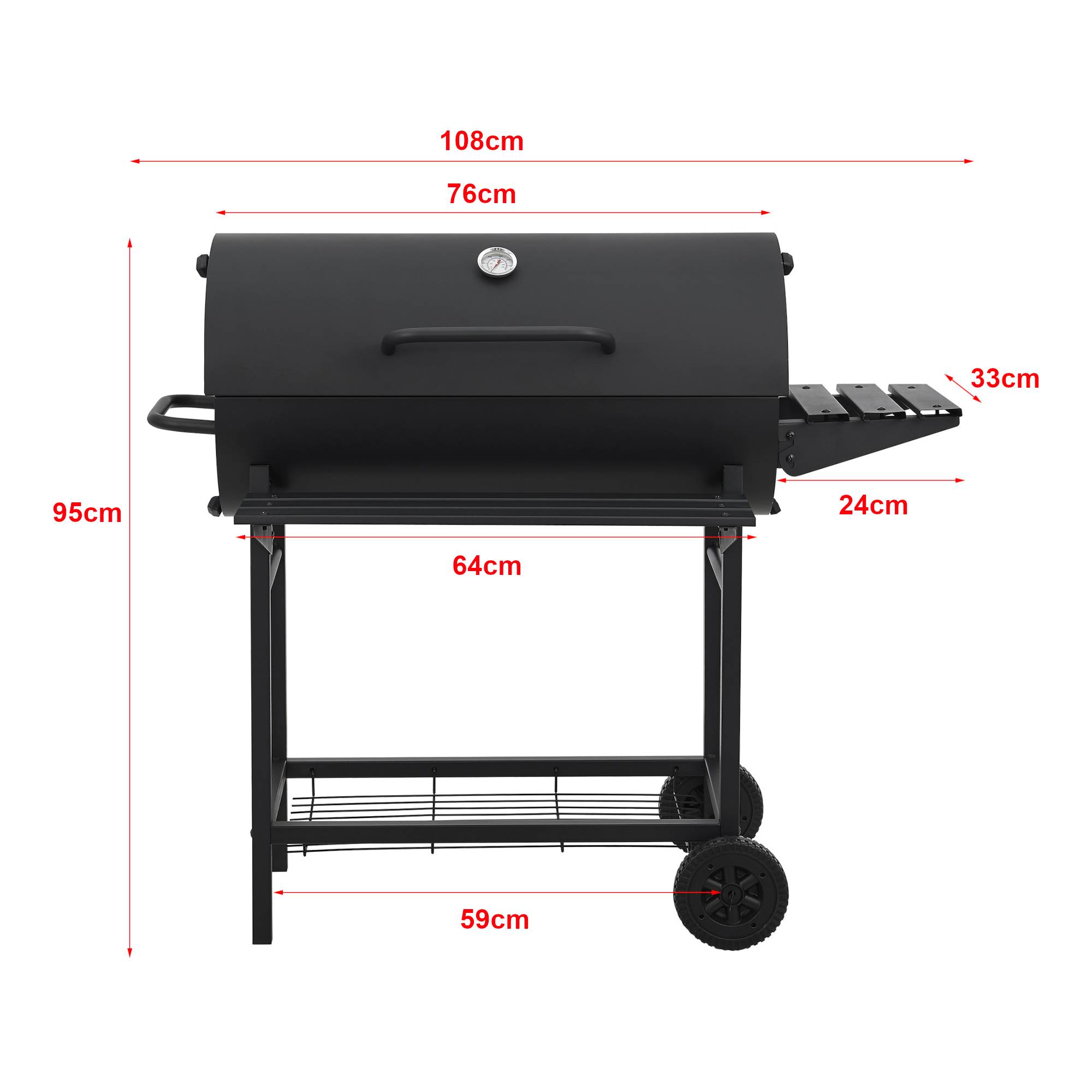 Casa.Pro - Chariot de barbecue au charbon de bois Armento 95 x 108 x 61 cm noir casa.pro - Imagen 4