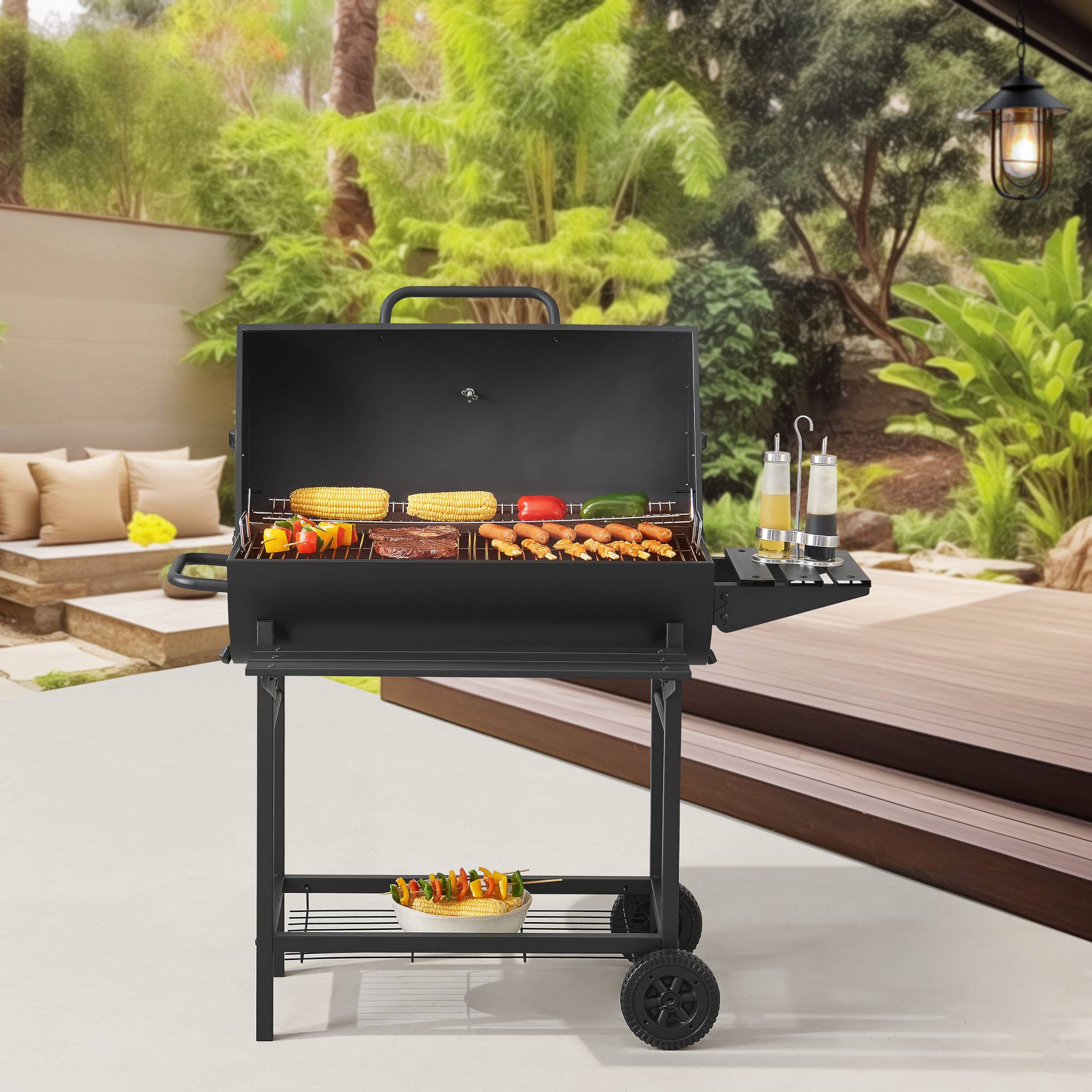 Casa.Pro - Chariot de barbecue au charbon de bois Armento 95 x 108 x 61 cm noir casa.pro - Imagen 2