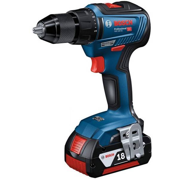 Bosch - Perceuse visseuse à percussion GSB 18V-55 - BOSCH - avec 2 batteries 18V 4,0Ah - chargeur - L-Boxx - 06019H5300 - Imagen 2