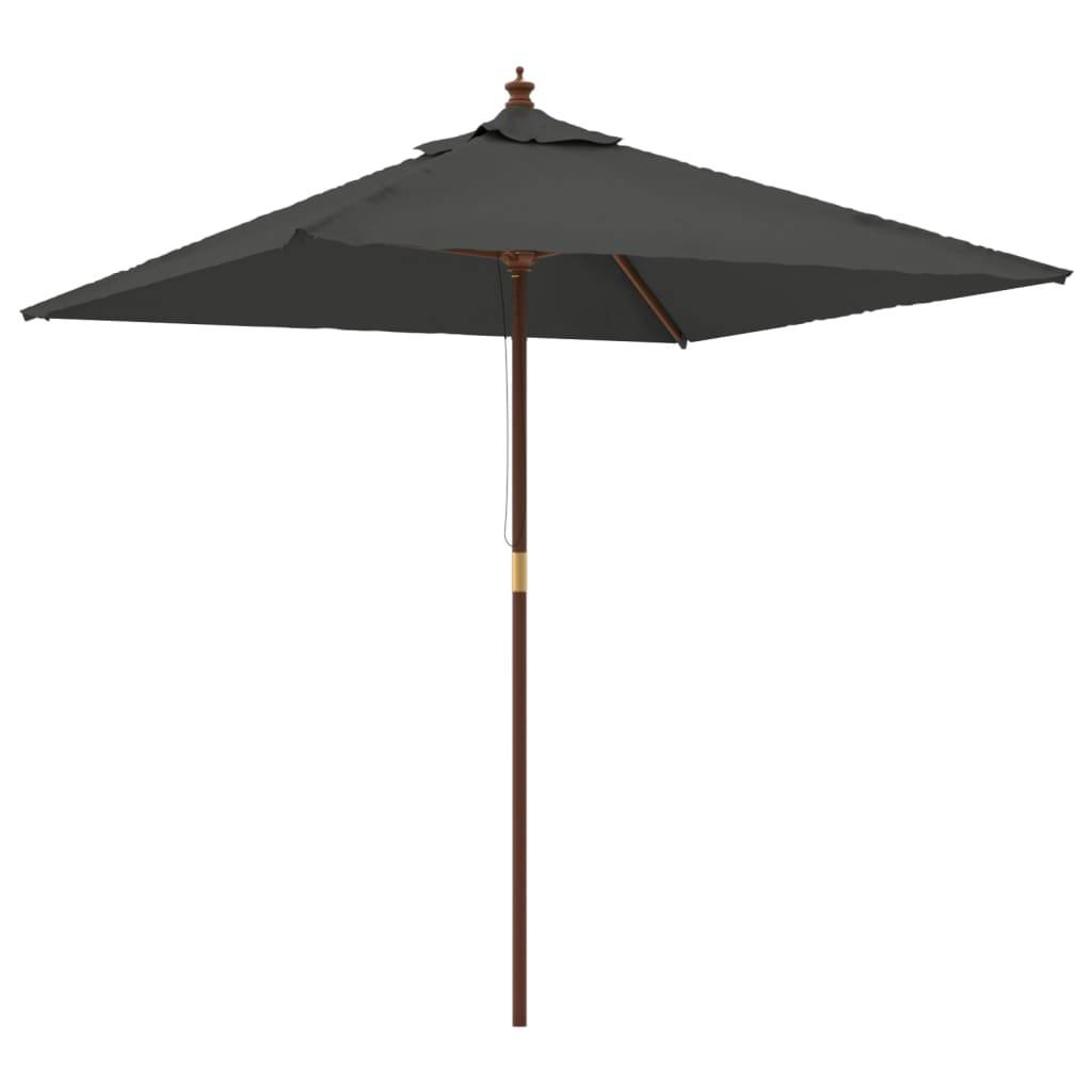 Helloshop26 - Parasol de jardin avec mât en bois 198 x 198 x 231 cm anthracite - Imagen 1