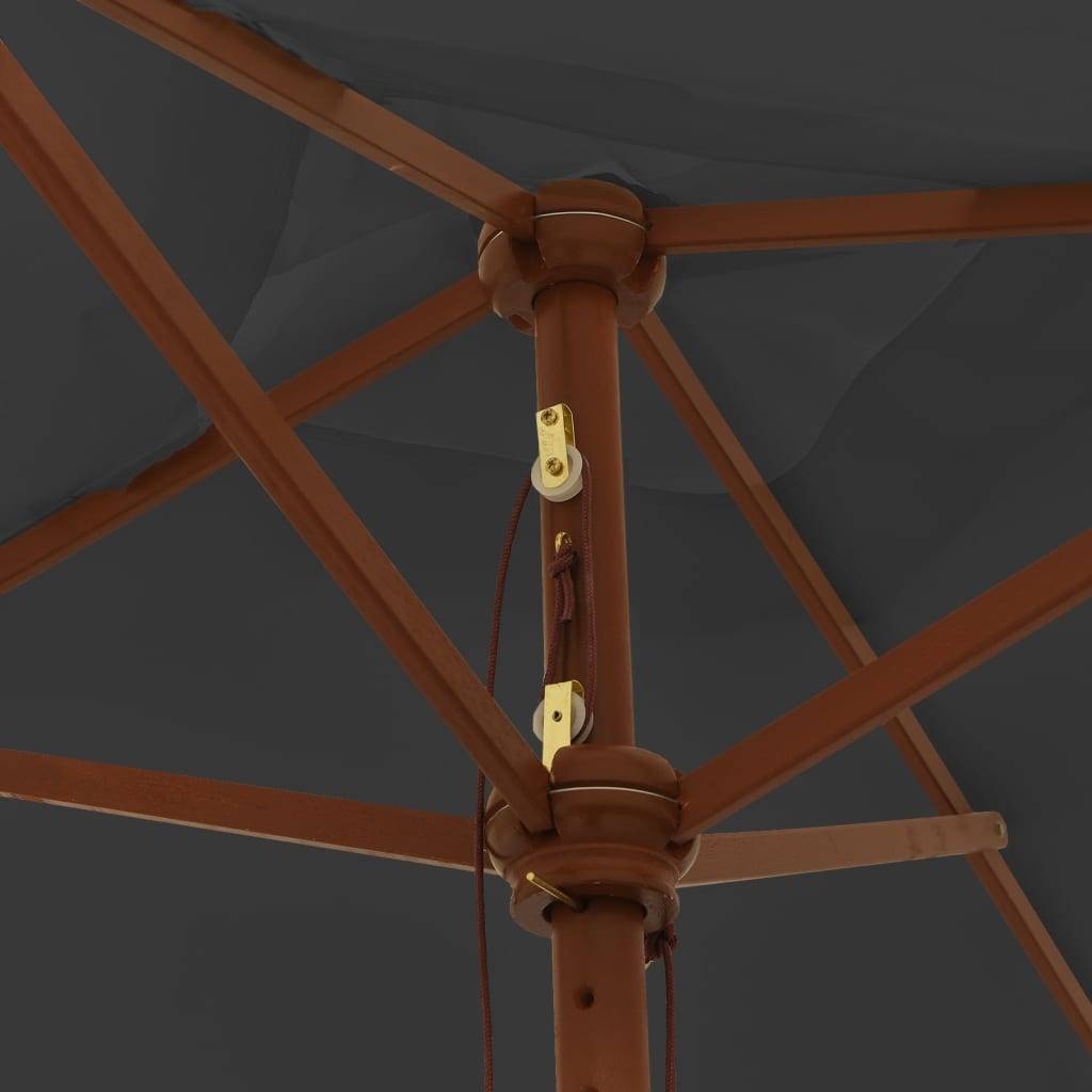 Helloshop26 - Parasol de jardin avec mât en bois 198 x 198 x 231 cm anthracite - Imagen 4