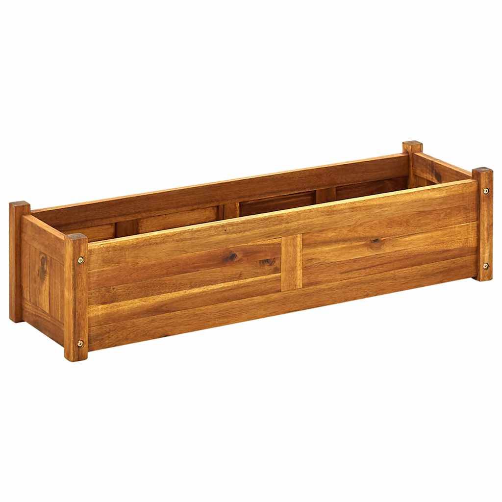 ComfortXL - Jardinière en bois d'acacia 100cm bac à fleurs pour terrasse et balcon Brun – ComfortXL Outdoor Living - Image 2
