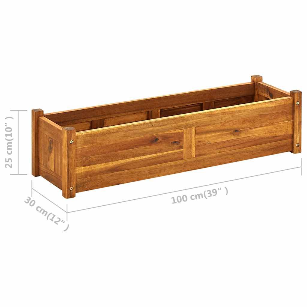 ComfortXL - Jardinière en bois d'acacia 100cm bac à fleurs pour terrasse et balcon Brun – ComfortXL Outdoor Living - Image 8
