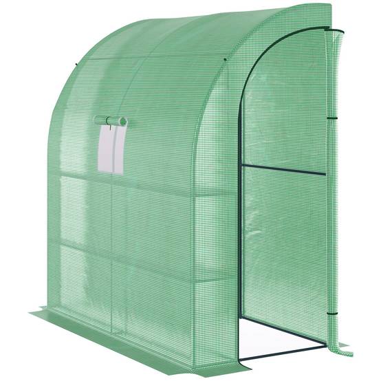 Serre adossée acier PE pour plantes et tomates protection météo 200x100x215cm vert - ComfortXL Outdoor Living - Image 2