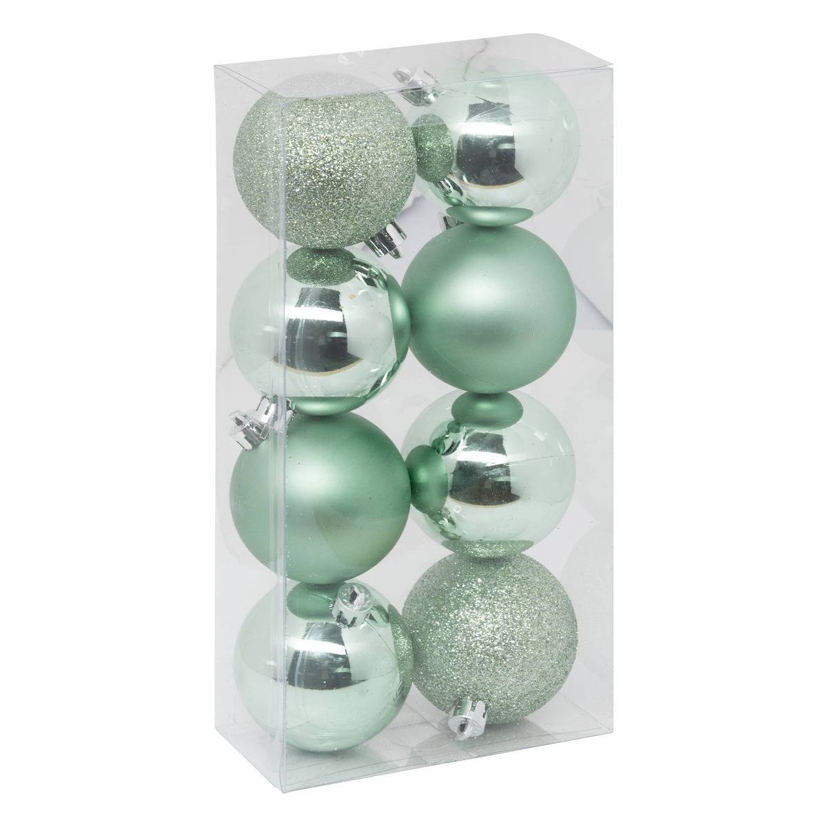 Fééric Lights & Christmas - Boule de Noël plastique 70mm x8 vert amande - Atmosphera Créateur d'intérieur - Imagen 1