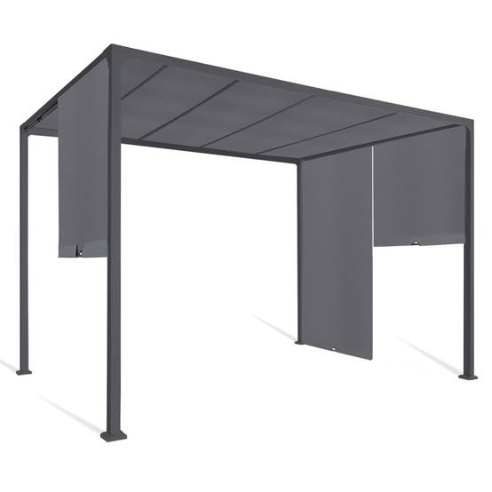 Pergola coulissante 2 pans 3x3 M belvédère de jardin toile gris anthracite - Image 3