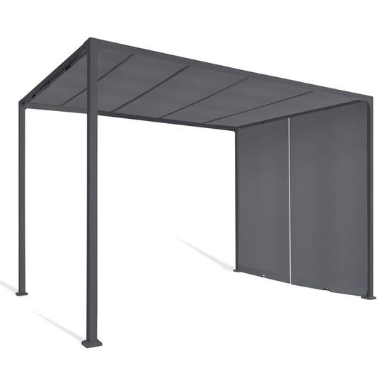Pergola coulissante 2 pans 3x3 M belvédère de jardin toile gris anthracite - Image 4