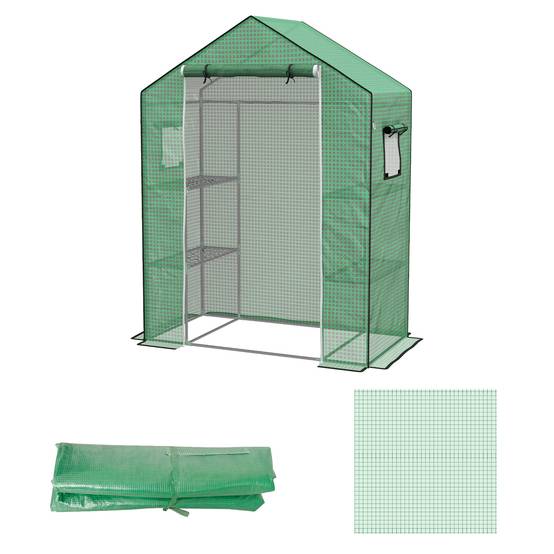 Sans Marque - Bâche polyéthylène serre jardin porte fenêtres charnières 140x73x190 cm verte - Image 2