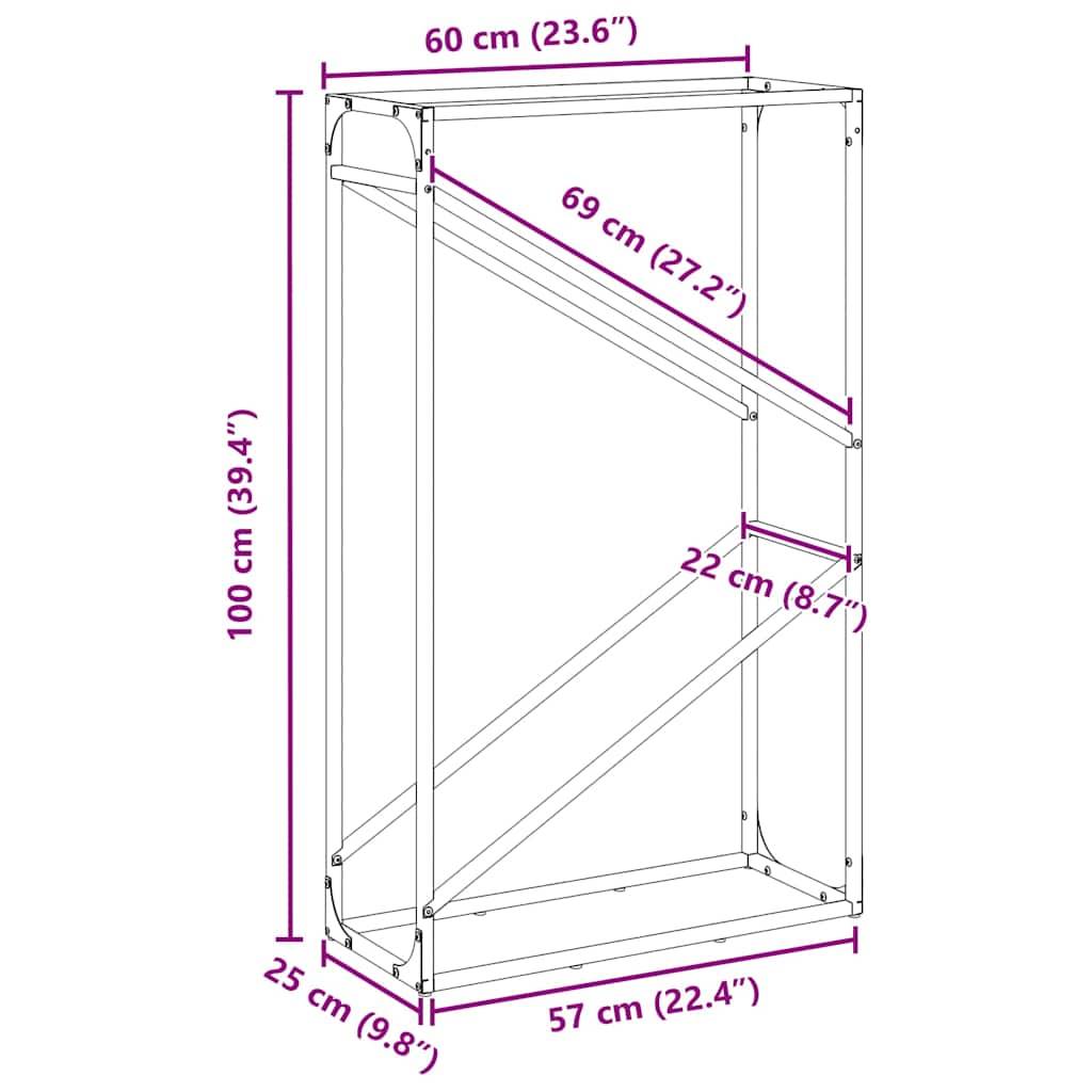 Porte-bûches vertical acier pour cheminée intérieur Noir 60x100 cm – ComfortXL Outdoor Living - Image 6