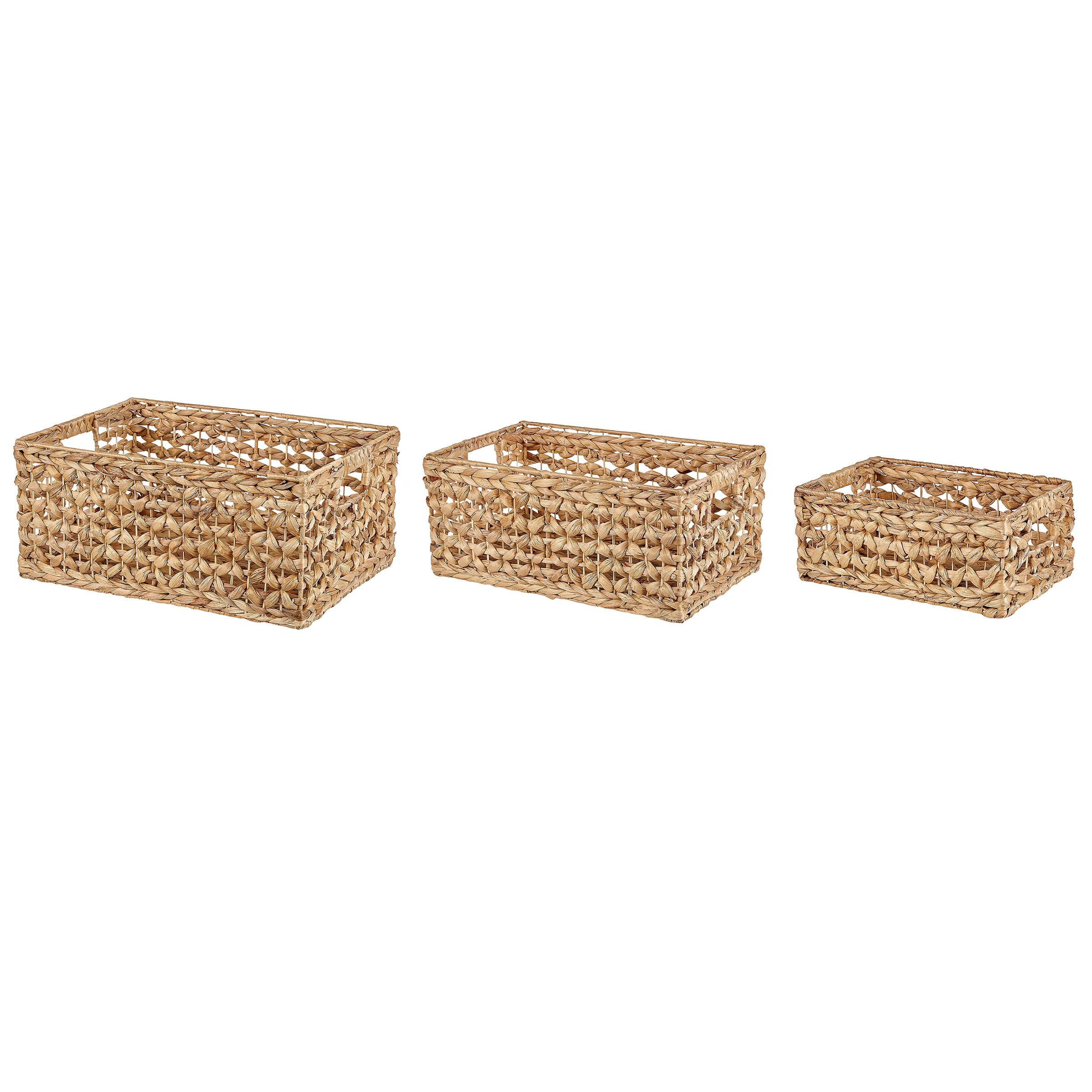 Beliani - Paniers Naturels en Jacinthe d'Eau avec Poignées Tissés Lot de 3 Accessoires de Maison Style Boho - Imagen 1