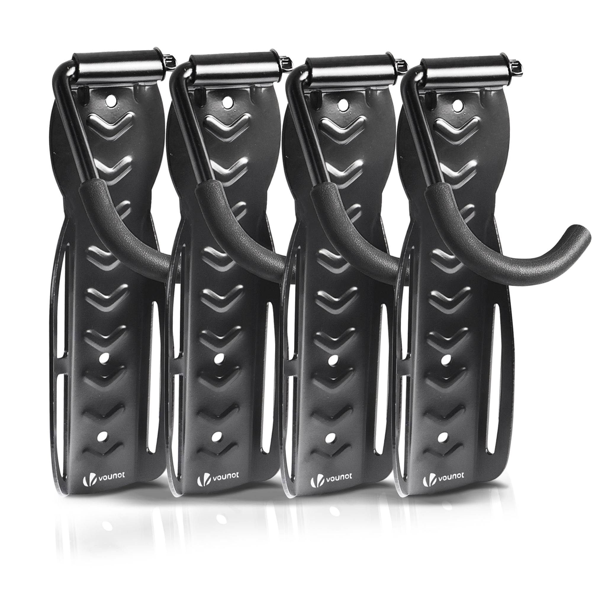 Lot de 4 supports de vélo mural - Crochet de mur - Rangement suspendu en acier pour garage maison - Noir - VOUNOT® - Image 1