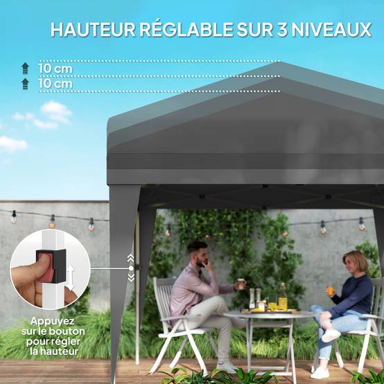 ComfortXL - Tonnelle de jardin pliante Oxford pour camping fenêtres lumineuses 3x3m gris foncé - ComfortXL Outdoor Living - Image 9