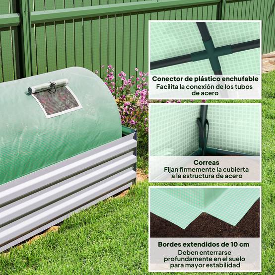 Mini-Serre de Forçage pour Potager Acier et Bâche PE Anti-UV 5 Fenêtres 300x80x45 cm Vert - ComfortXL Outdoor Living - Image 8