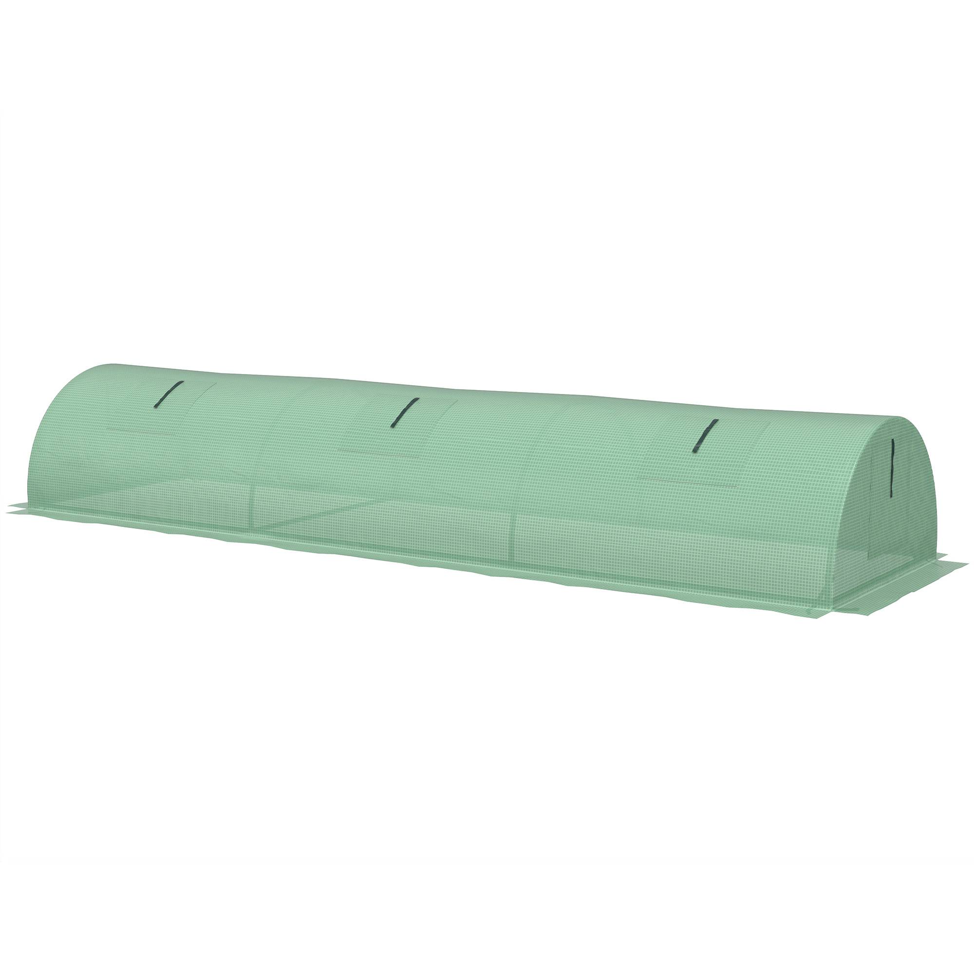 Mini-Serre de Forçage pour Potager Acier et Bâche PE Anti-UV 5 Fenêtres 300x80x45 cm Vert - ComfortXL Outdoor Living - Image 2