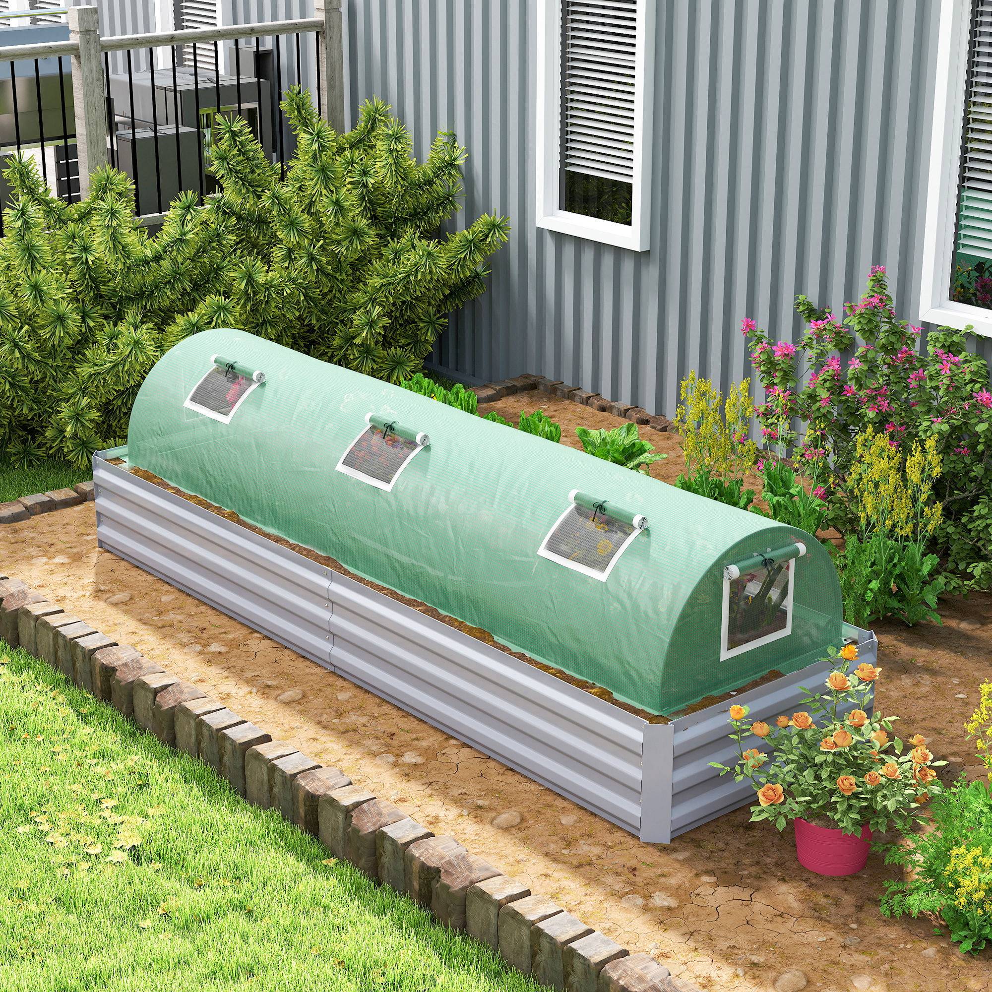 Mini-Serre de Forçage pour Potager Acier et Bâche PE Anti-UV 5 Fenêtres 300x80x45 cm Vert - ComfortXL Outdoor Living - Image 3