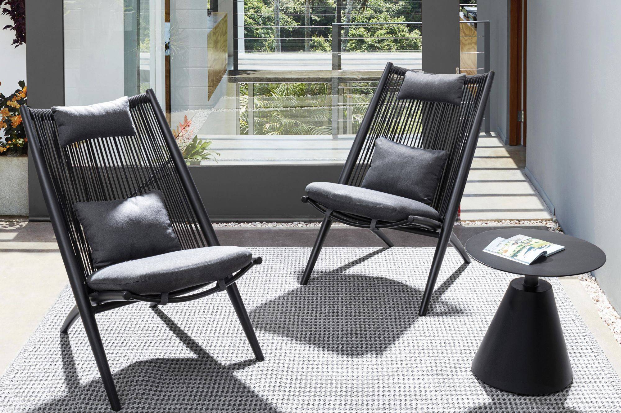 Autre - Chiliennes de jardin lounge design en métal (lot de 2) - BELLE ILE - Imagen 3