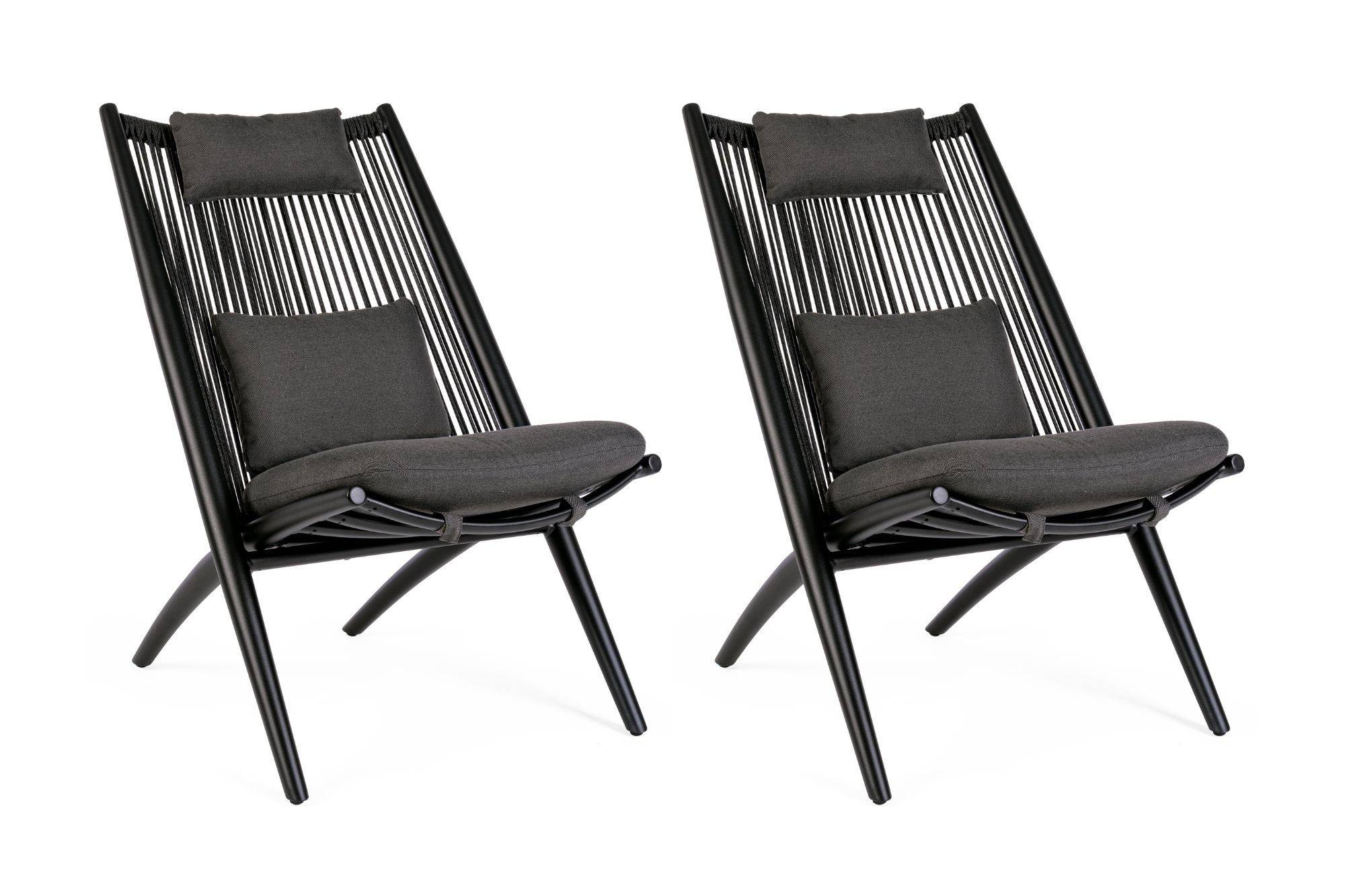 Autre - Chiliennes de jardin lounge design en métal (lot de 2) - BELLE ILE - Imagen 1