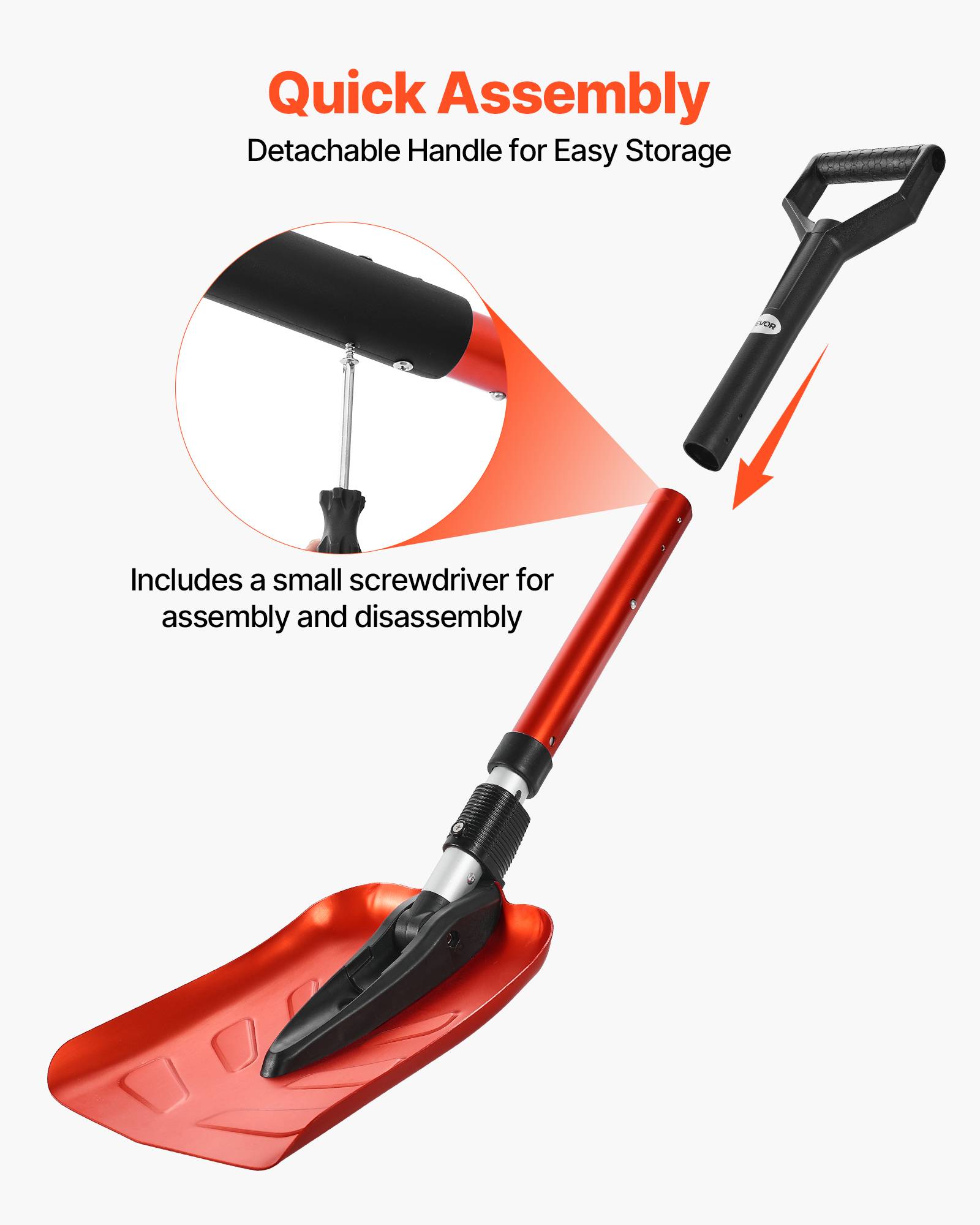 Vevor - VEVOR Pelle à neige pliable 22 cm large réglable de 91 à 102 cm pour extérieur - Image 6
