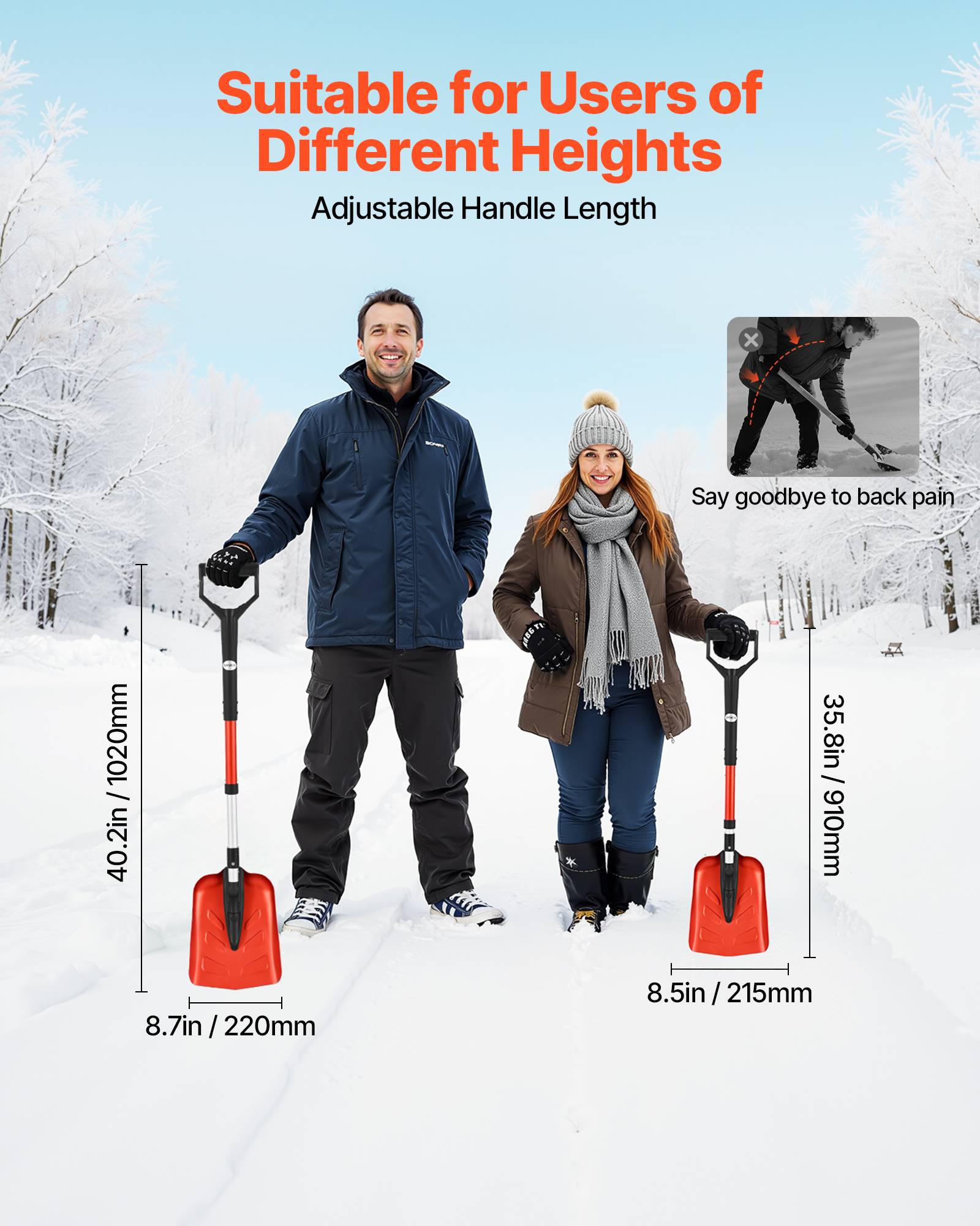 Vevor - VEVOR Pelle à neige pliable 22 cm large réglable de 91 à 102 cm pour extérieur - Image 3