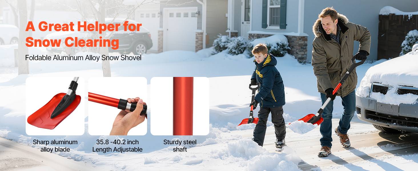 Vevor - VEVOR Pelle à neige pliable 22 cm large réglable de 91 à 102 cm pour extérieur - Image 9