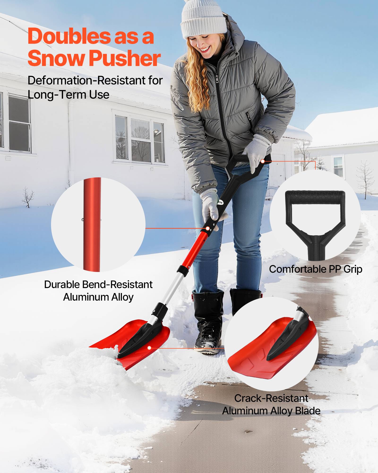 Vevor - VEVOR Pelle à neige pliable 22 cm large réglable de 91 à 102 cm pour extérieur - Image 5