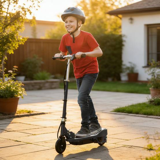 Trottinette électrique pliable pour enfants 120W, vitesse max 12km/h, 74x36x69-91 cm, noir - Image 3