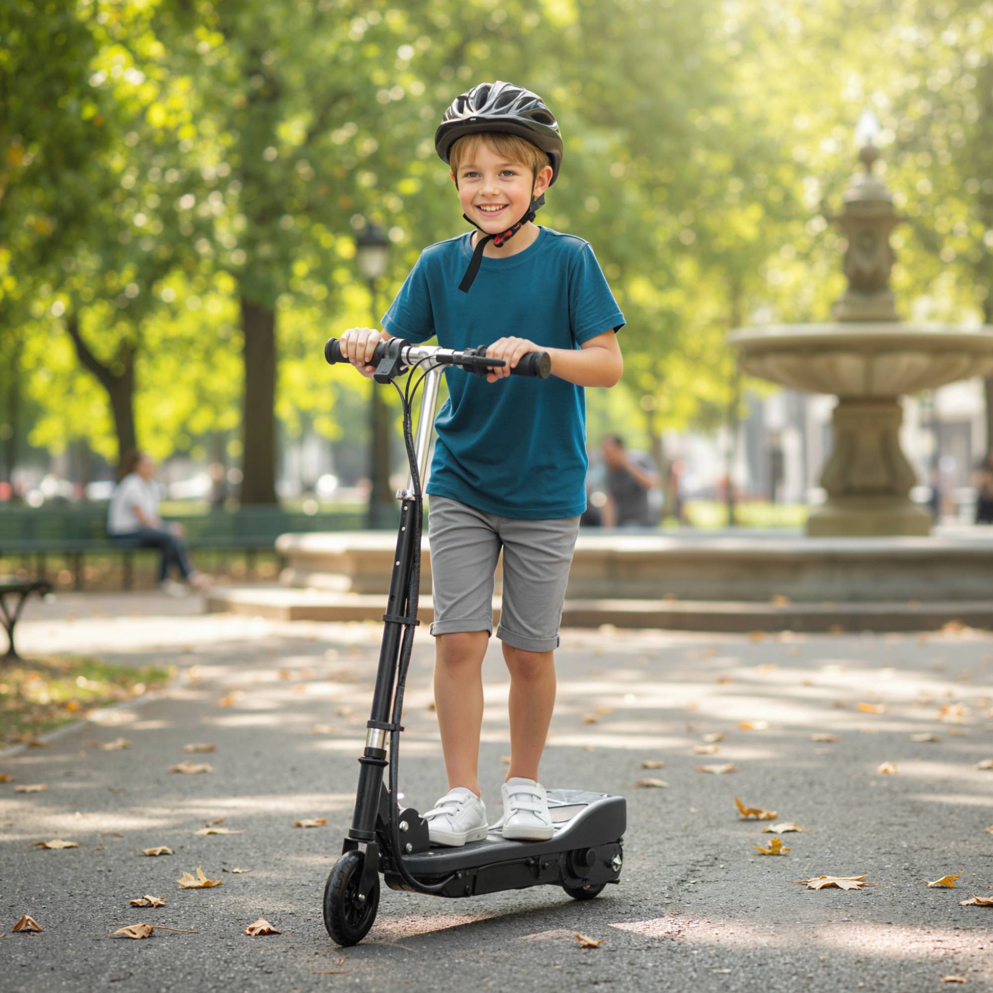 Trottinette électrique pliable pour enfants 120W, vitesse max 12km/h, 74x36x69-91 cm, noir - Image 4