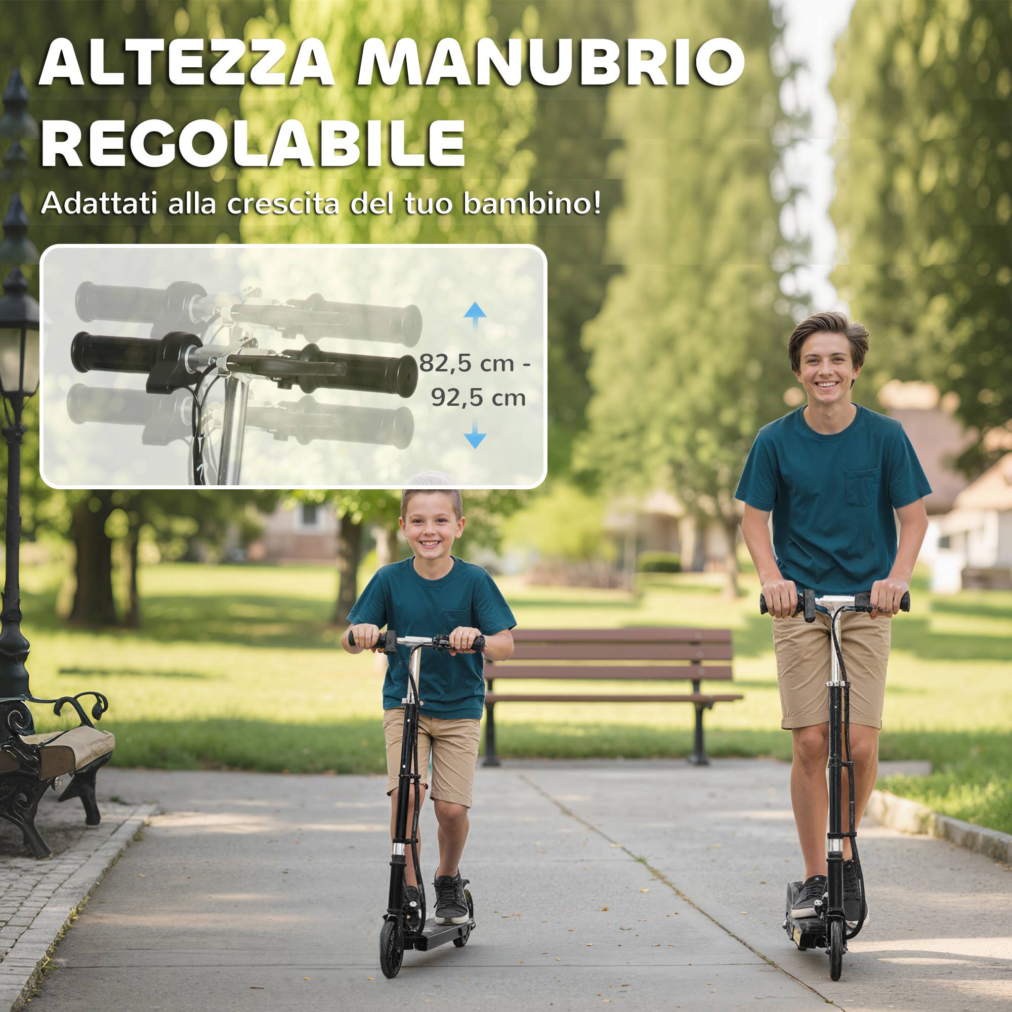 Trottinette électrique pliable pour enfants 120W, vitesse max 12km/h, 74x36x69-91 cm, noir - Image 10