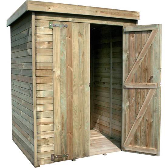 Armoire de jardin en bois traité à toit plat av plancher Theofil - Image 1