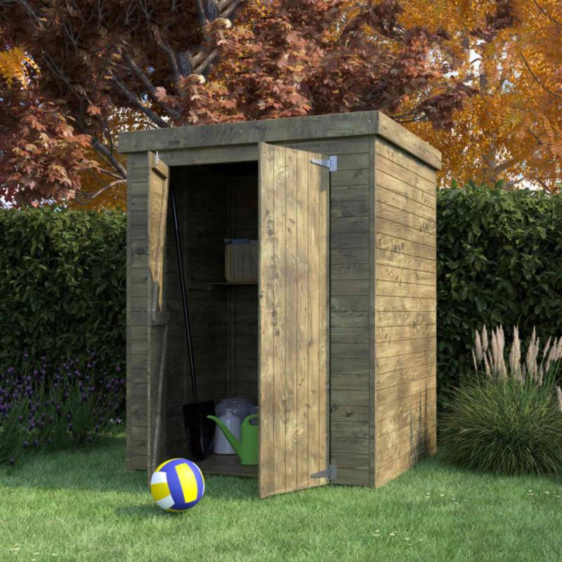 Armoire de jardin en bois traité à toit plat av plancher Theofil - Image 2